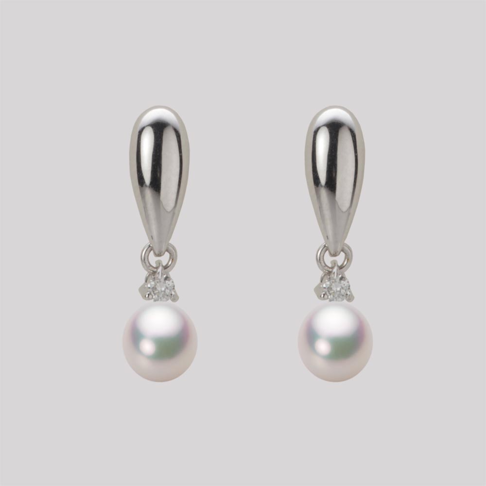 5.0mm アコヤ真珠ピアス （ホワイトピンク・マリン）