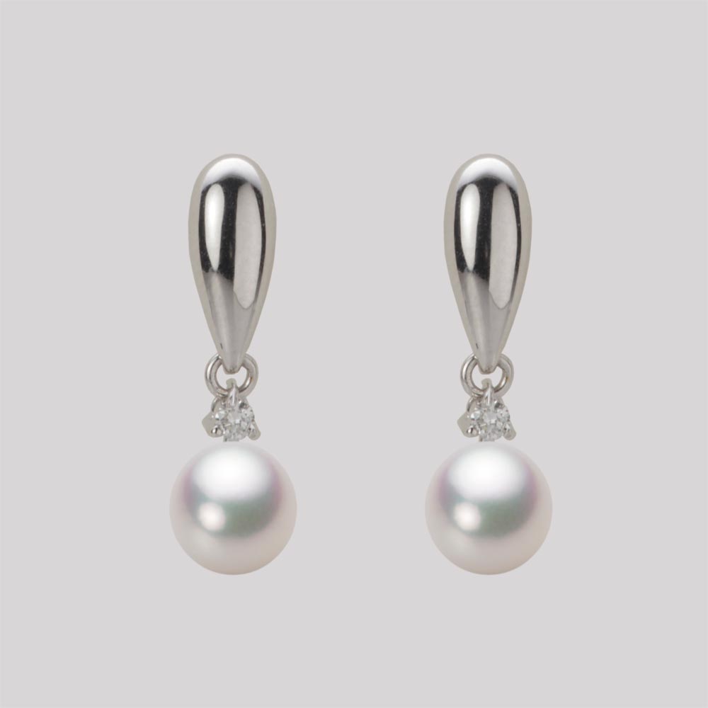 6.0mm アコヤ真珠ピアス （ホワイトピンク・マリン）