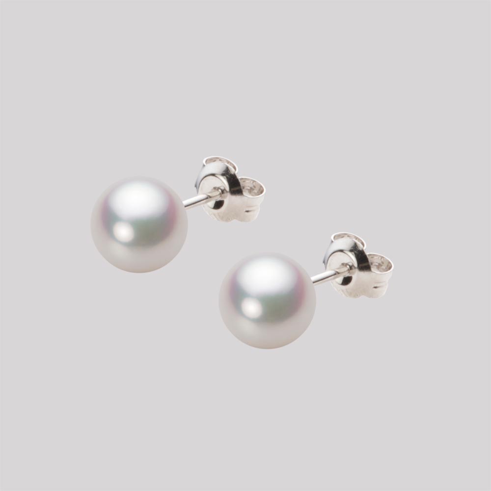 6.5mmアコヤ真珠ピアス（ホワイトピンク・マリン）