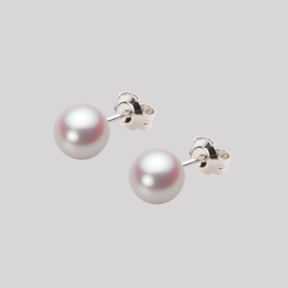 6.5mmアコヤ真珠ピアス（ホワイトピンク・ロゼ）