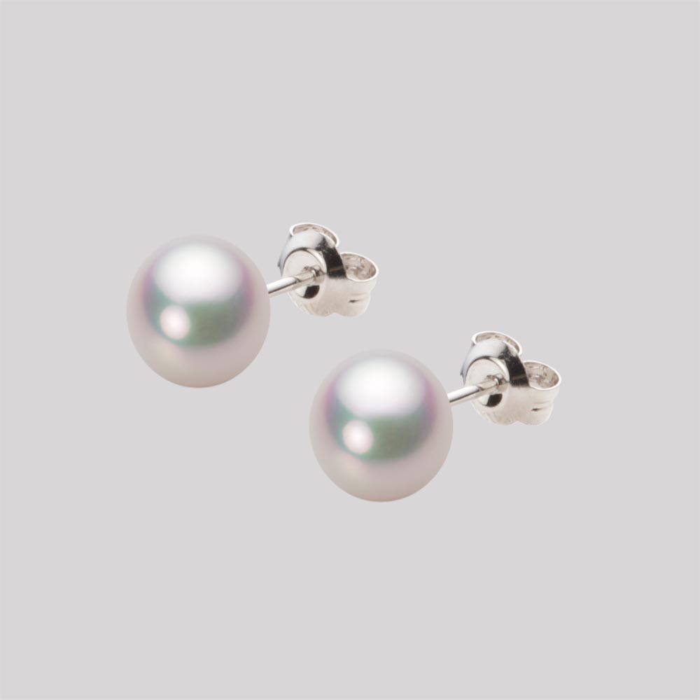 7.0mm アコヤ真珠ピアス （ホワイトピンク・マリン）