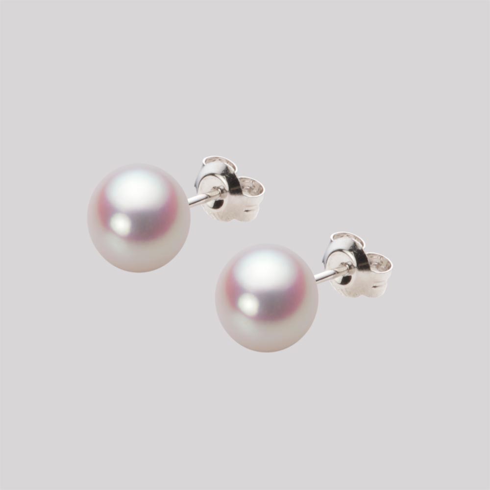7.0mm アコヤ真珠ピアス （ホワイトピンク・ロゼ）