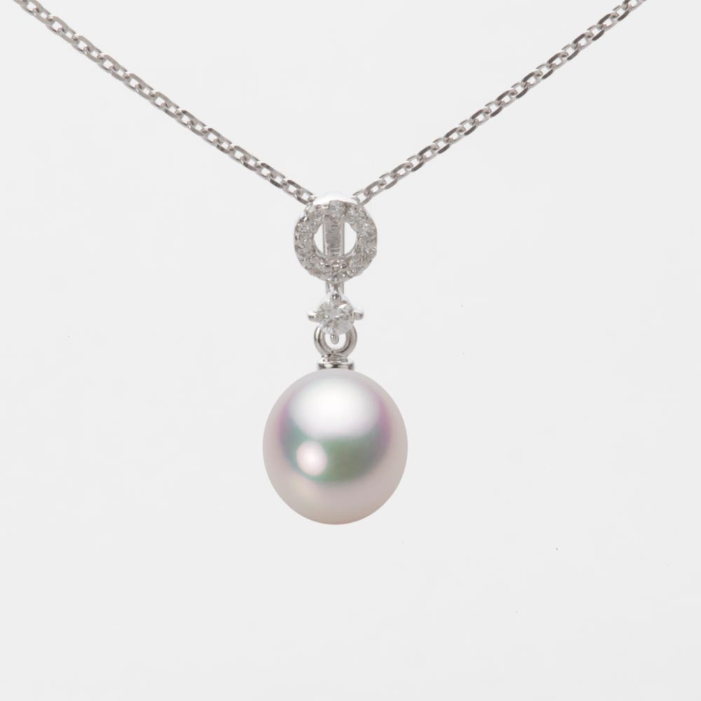 7.0mm アコヤ真珠ペンダント （ホワイトピンク・マリン）