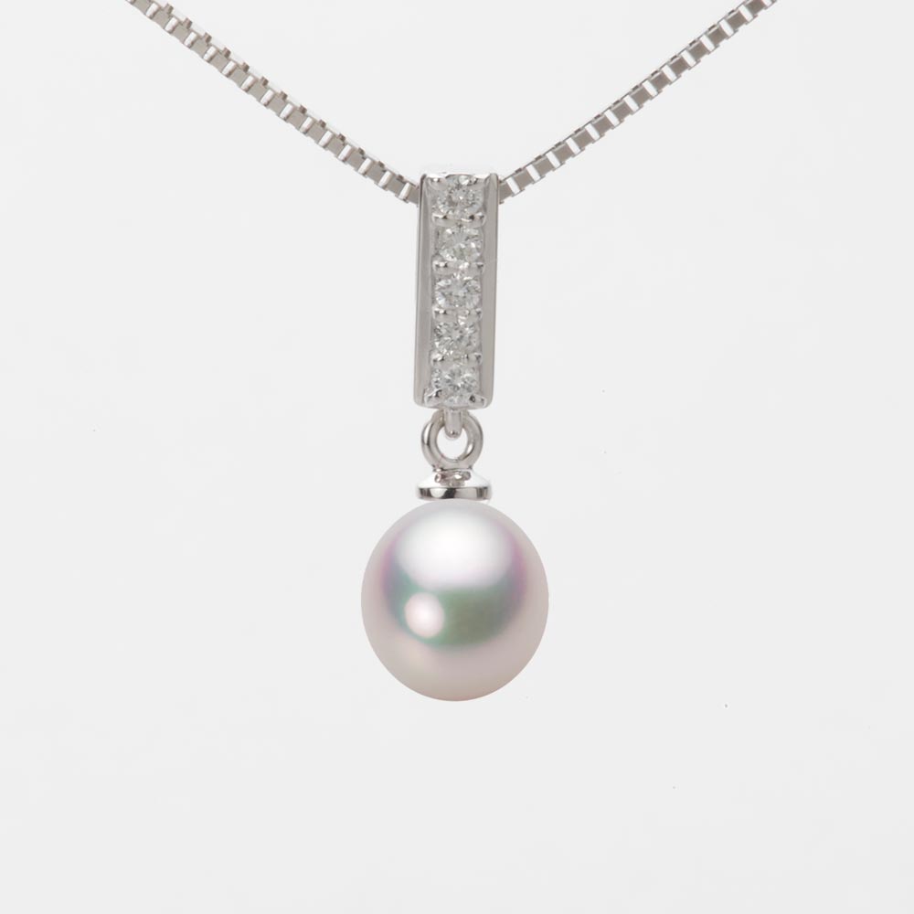 7.0mm アコヤ真珠ペンダント （ホワイトピンク・マリン）