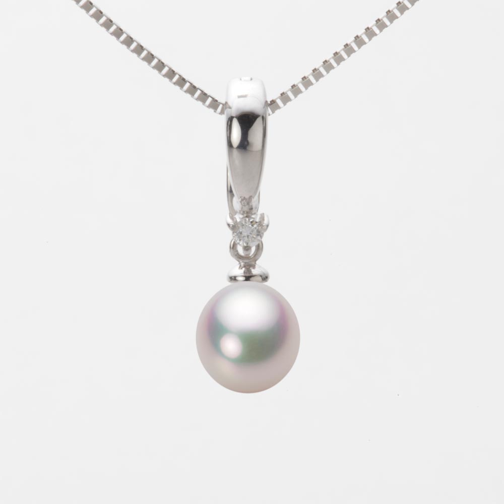7.0mm アコヤ真珠ペンダント （ホワイトピンク・マリン）