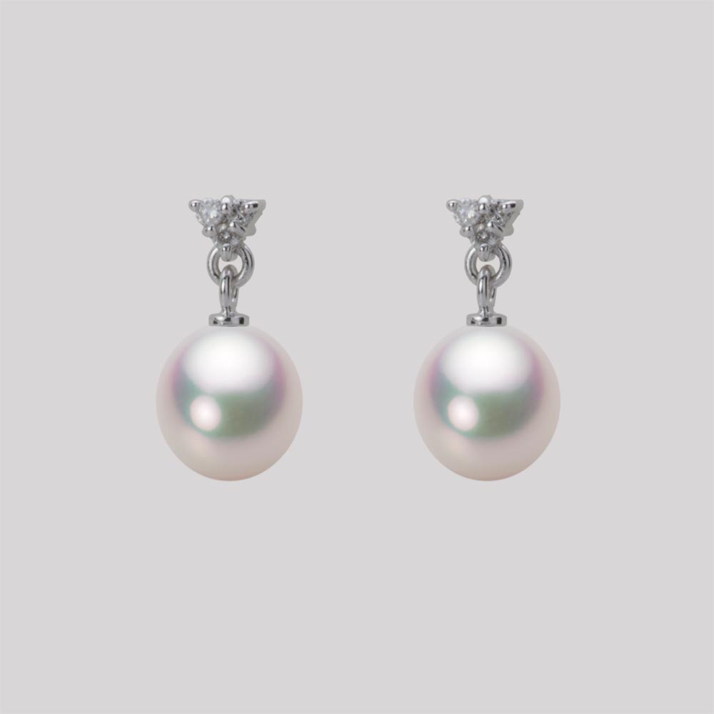 7.0mm アコヤ真珠ピアス （ホワイトピンク・マリン）