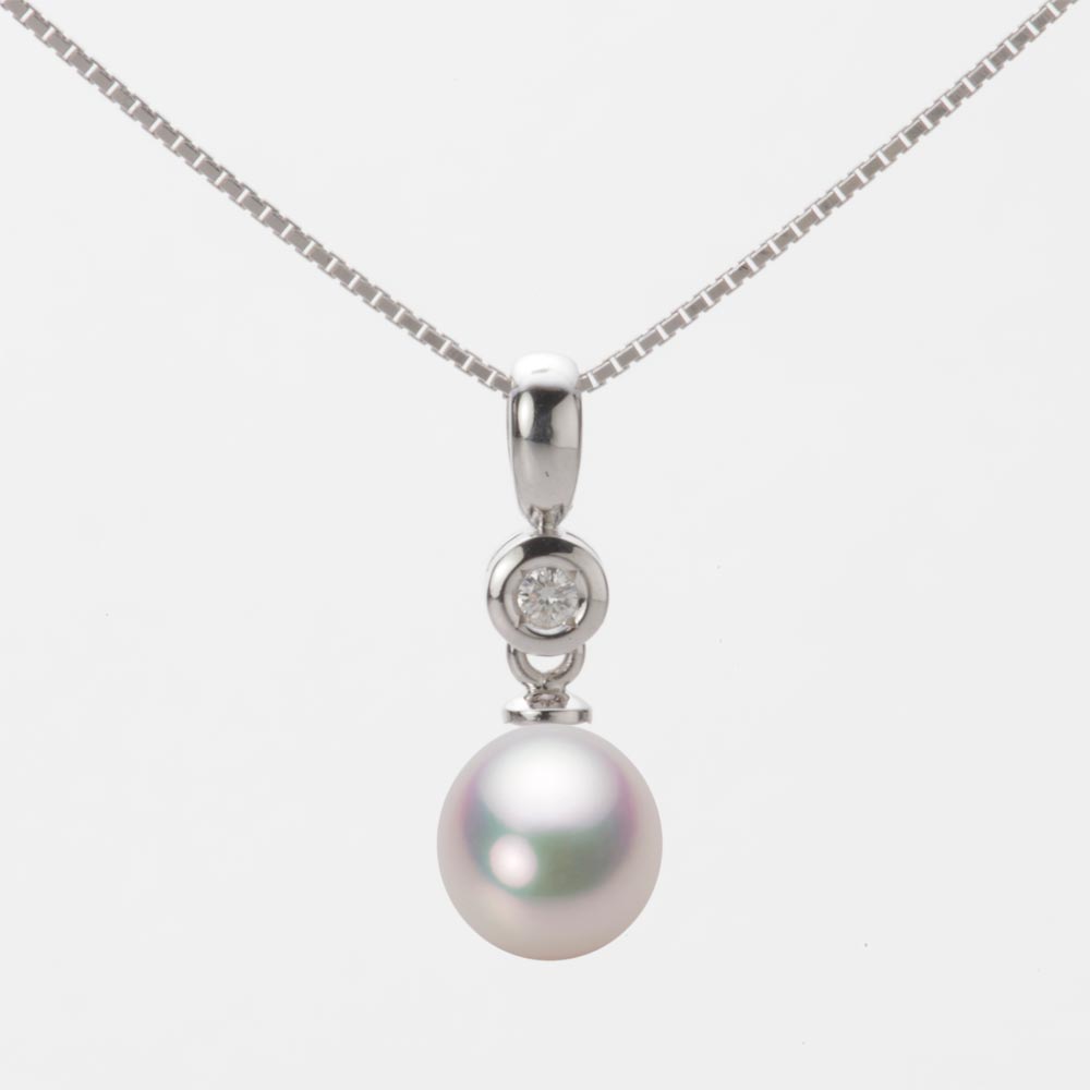 7.0mm アコヤ真珠ペンダント （ホワイトピンク・マリン）