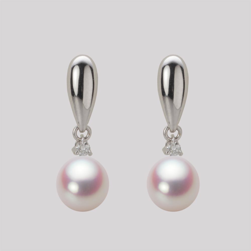 7.0mm アコヤ真珠ピアス （ホワイトピンク・ロゼ）