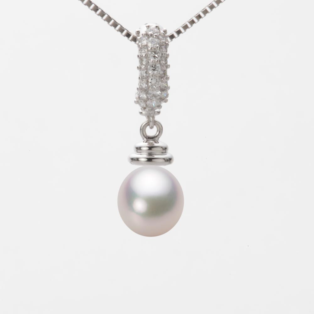 7.0mm アコヤ真珠ペンダント （ホワイトピンク・マリン）