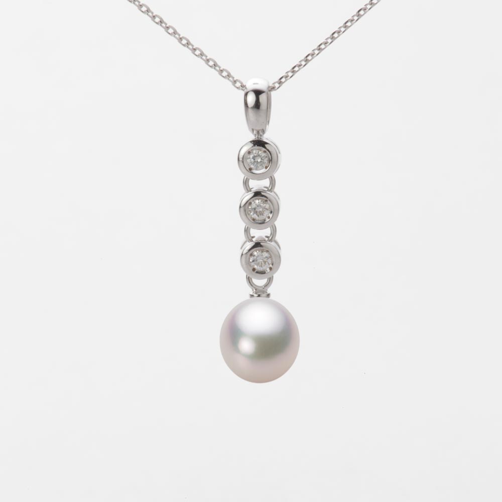 7.0mm アコヤ真珠ペンダント （ホワイトピンク・マリン）