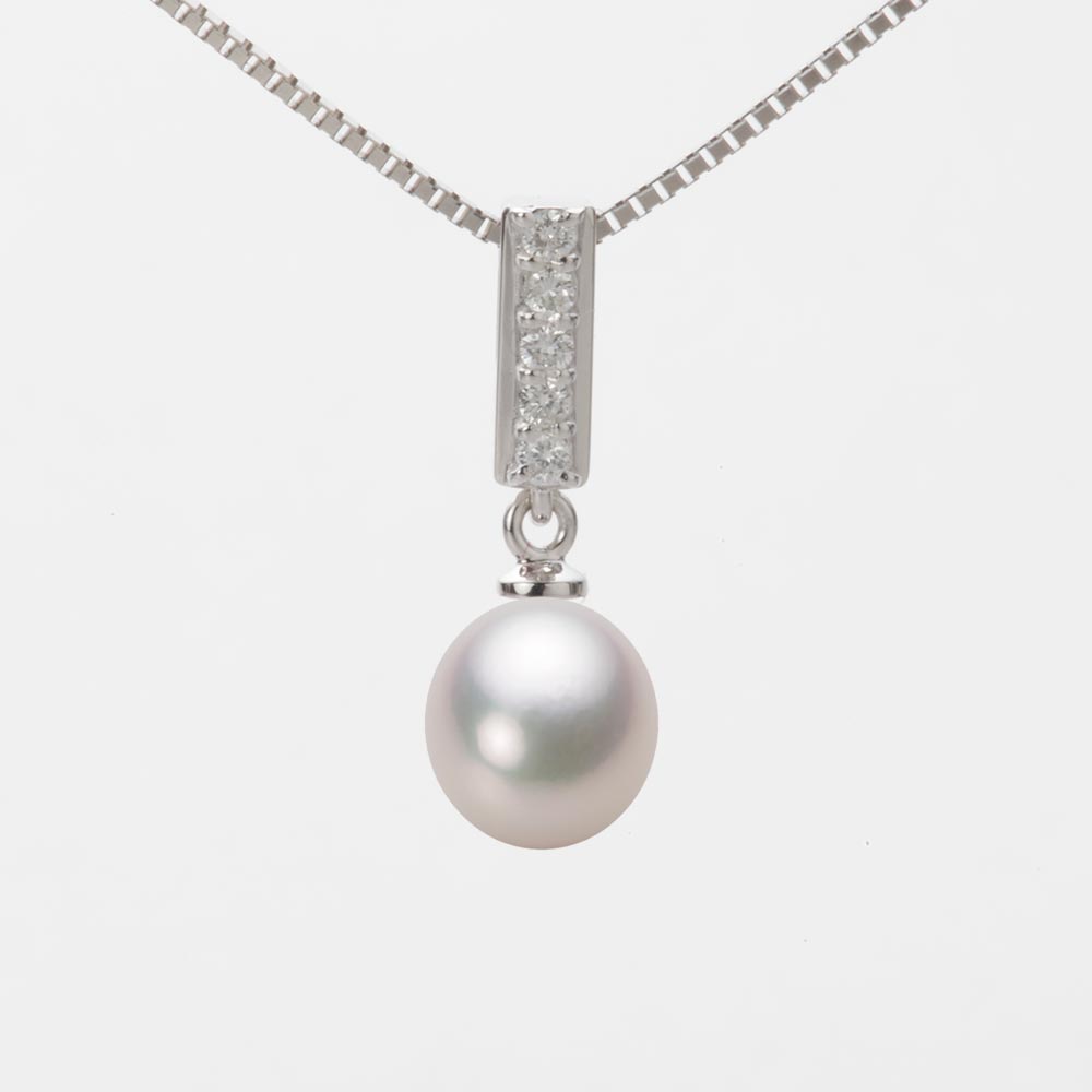 7.0mm アコヤ真珠ペンダント （ホワイトピンク・マリン）