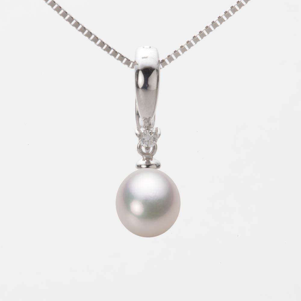 7.0mm アコヤ真珠ペンダント （ホワイトピンク・マリン）