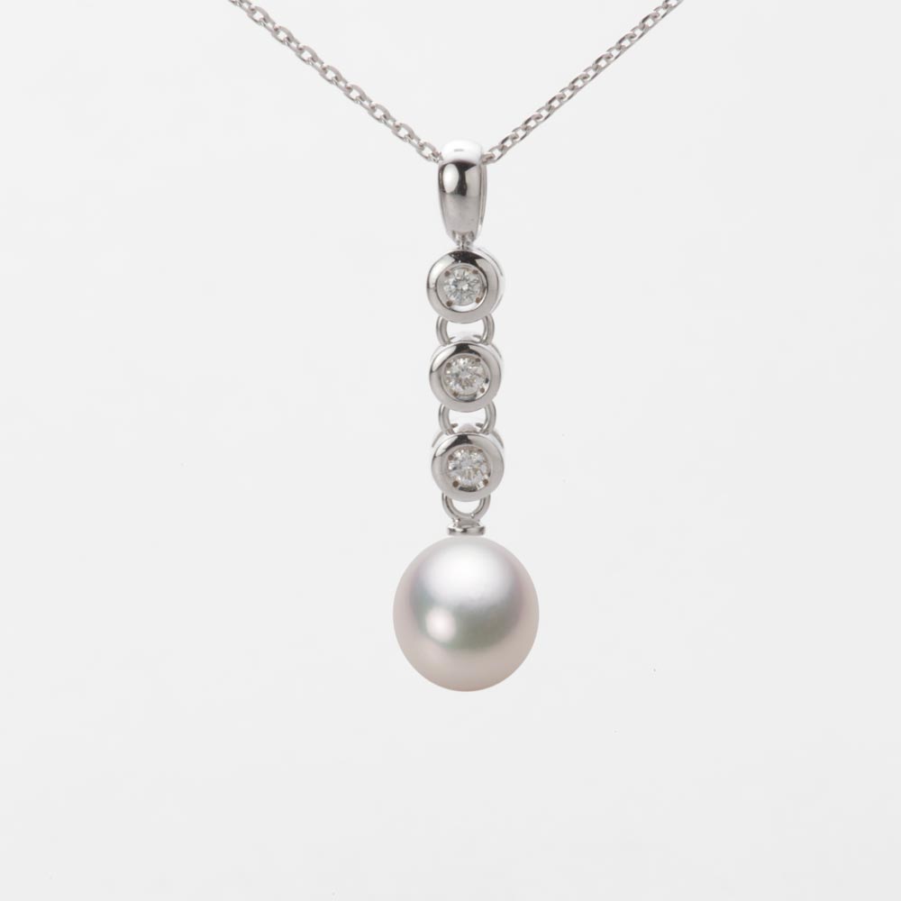 7.0mm アコヤ真珠ペンダント （ホワイトピンク・マリン）