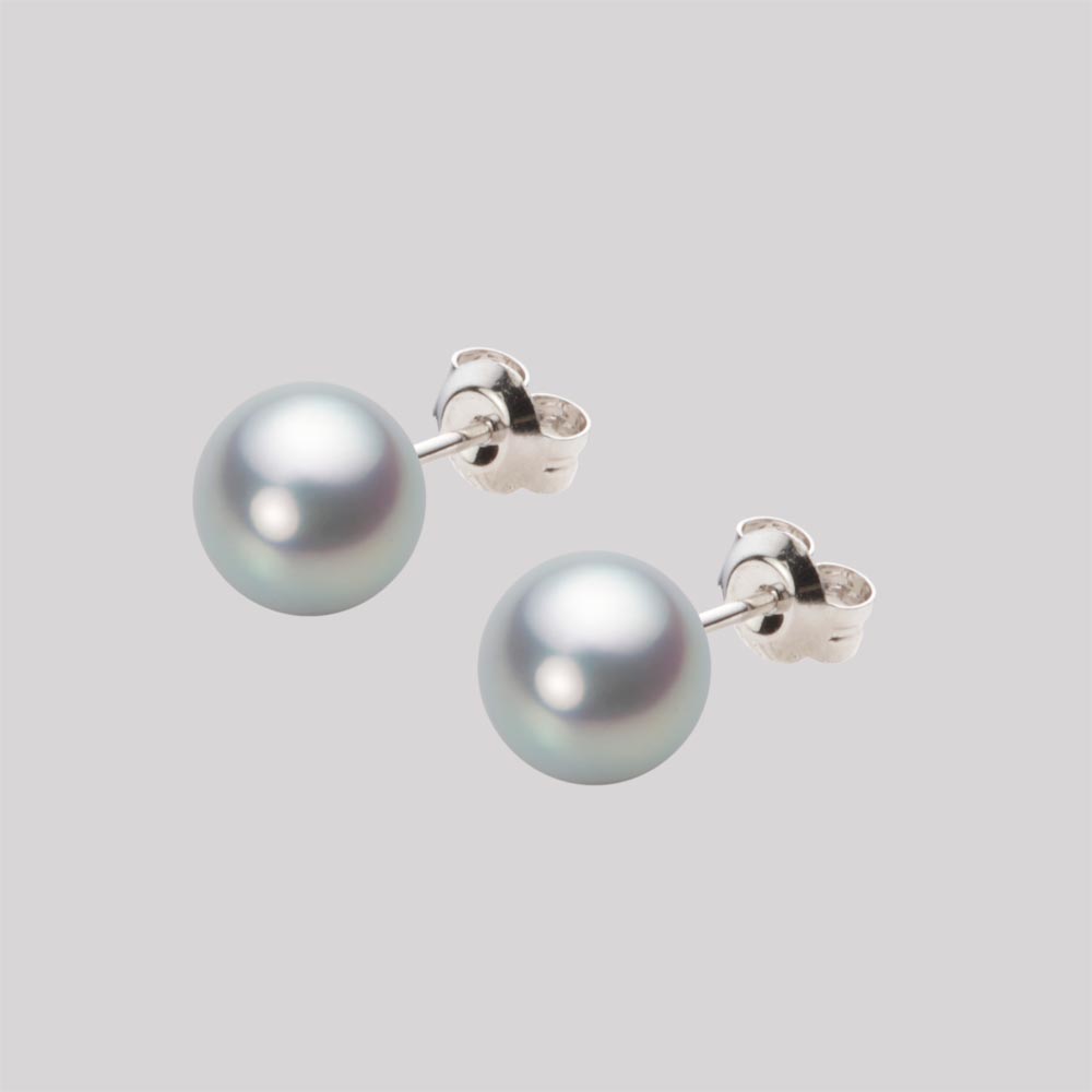 7.0mmアコヤ真珠ピアス（シルバーグレー）