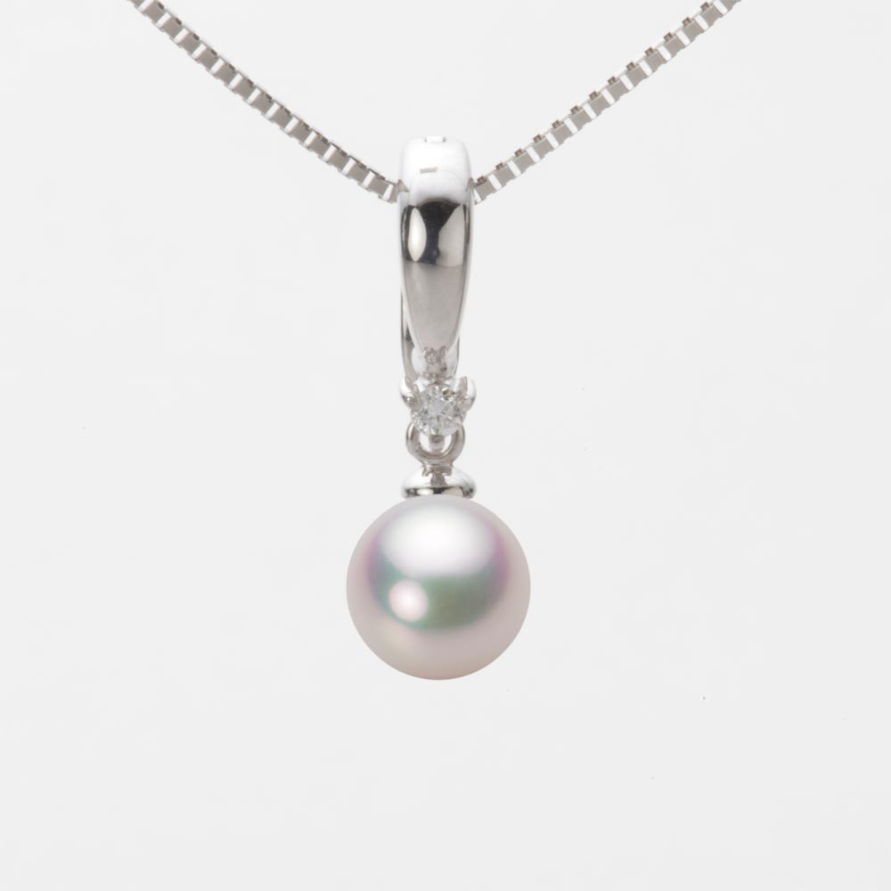 7.0mmアコヤ真珠ペンダント（ホワイトピンク・マリン）