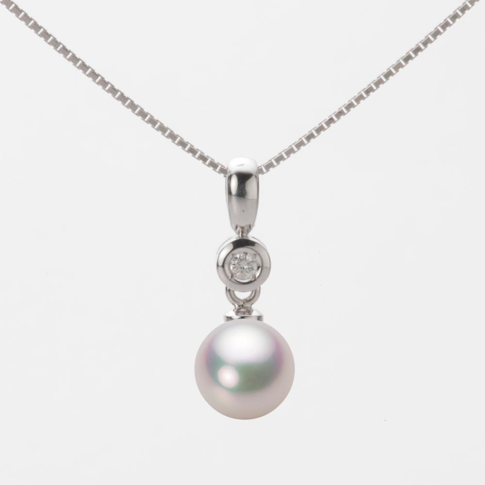 7.0mmアコヤ真珠ペンダント（ホワイトピンク・マリン）