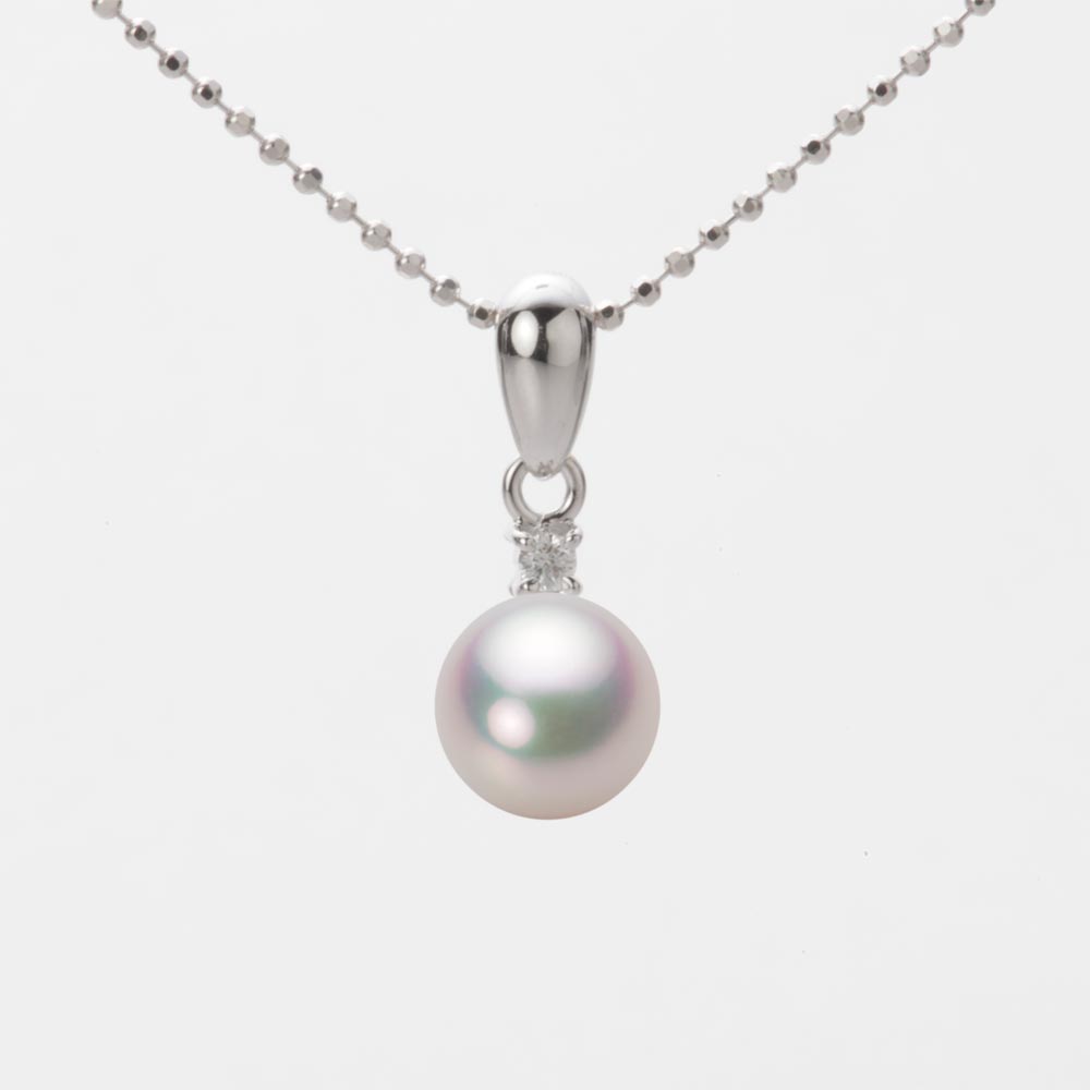 7.0mmアコヤ真珠ペンダント（ホワイトピンク・マリン）