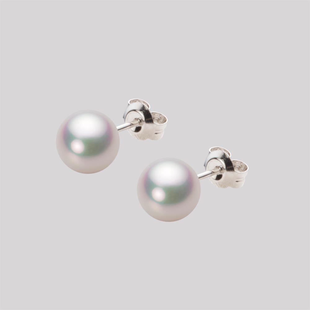 7.0mmアコヤ真珠ピアス（ホワイトピンク・マリン）