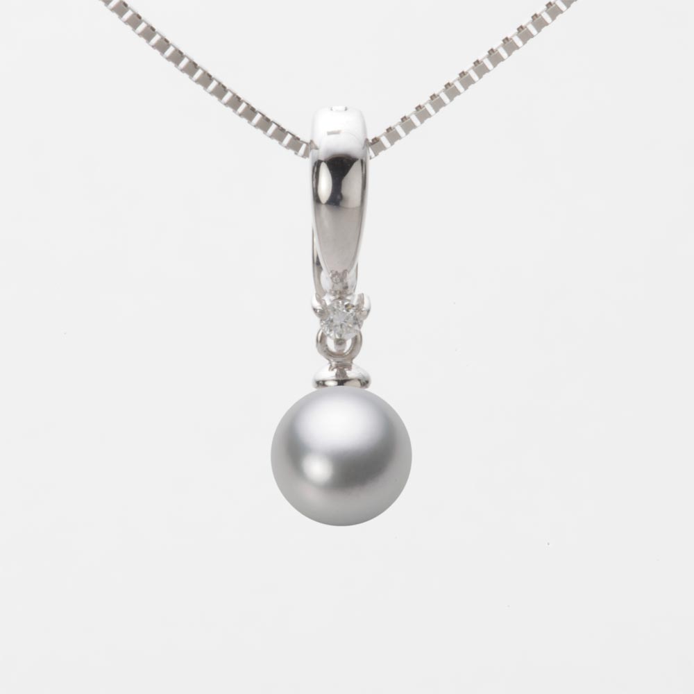 7.0mmアコヤ真珠ペンダント（シルバーグレー）