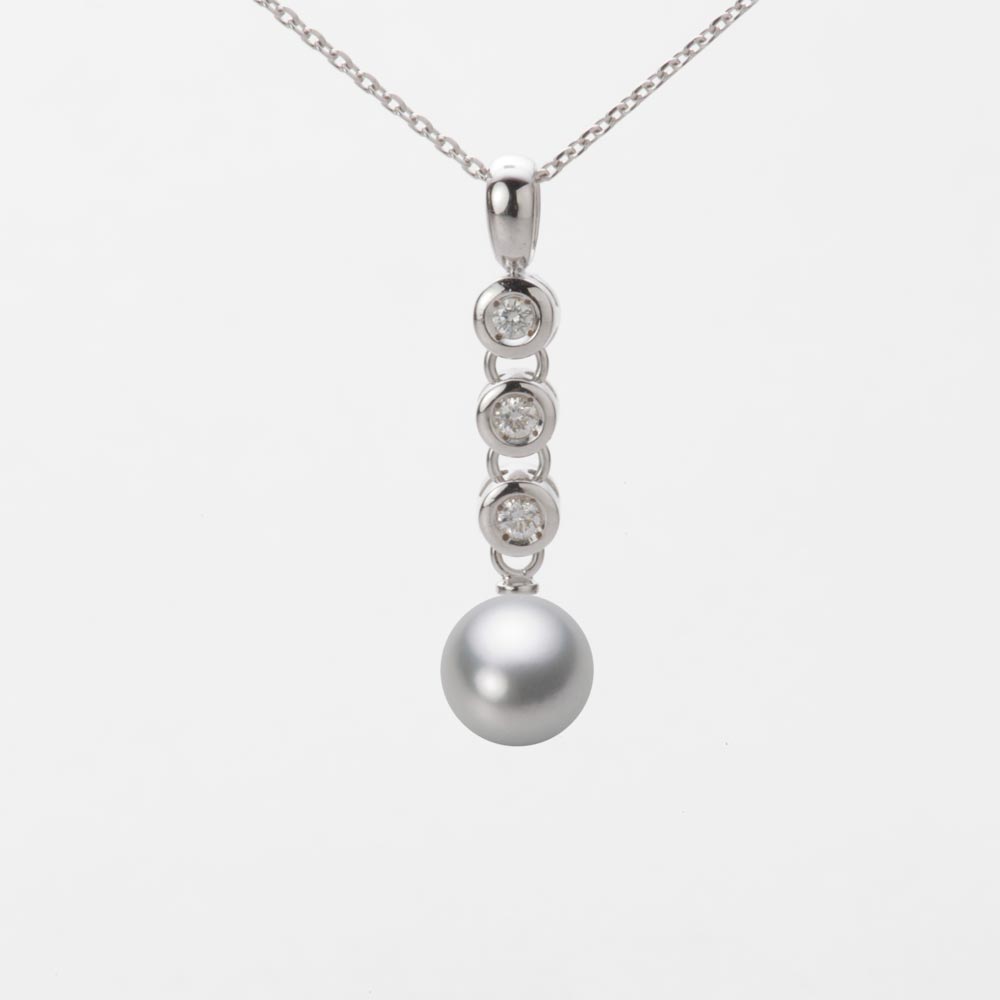 7.0mmアコヤ真珠ペンダント（シルバーグレー）