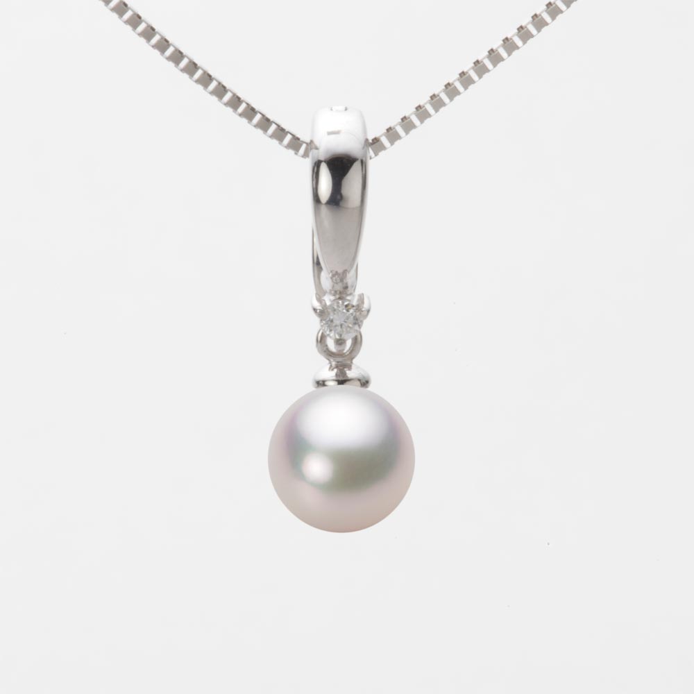 7.0mmアコヤ真珠ペンダント（ホワイトピンク・マリン）