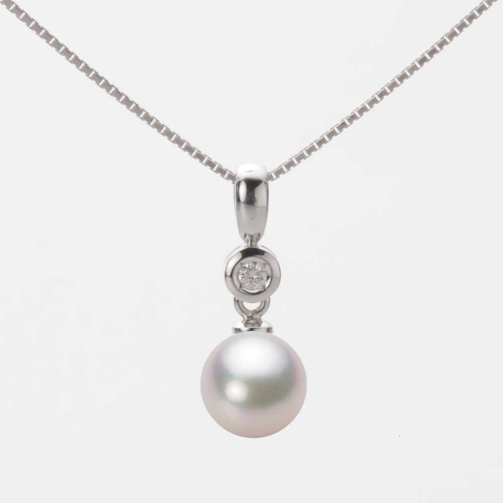 7.0mmアコヤ真珠ペンダント（ホワイトピンク・マリン）