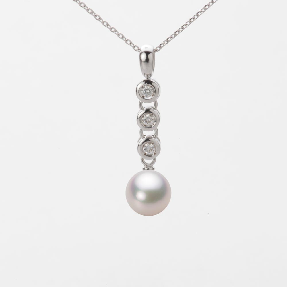 7.0mmアコヤ真珠ペンダント（ホワイトピンク・マリン）