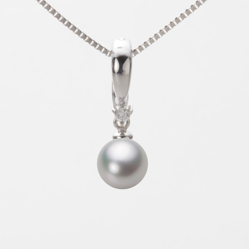7.0mmアコヤ真珠ペンダント（シルバーグレー）