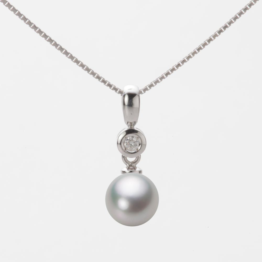 7.0mmアコヤ真珠ペンダント（シルバーグレー）