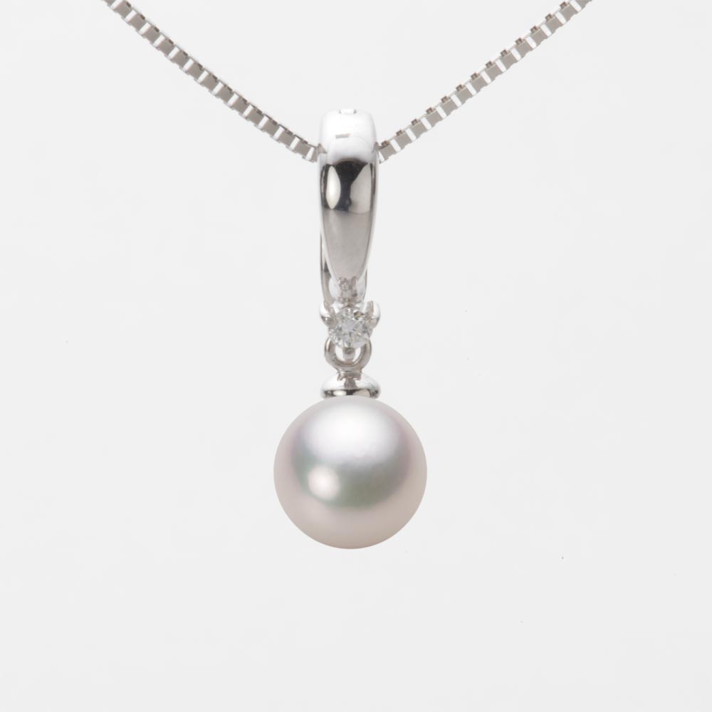 7.0mmアコヤ真珠ペンダント（ホワイトピンク・マリン）