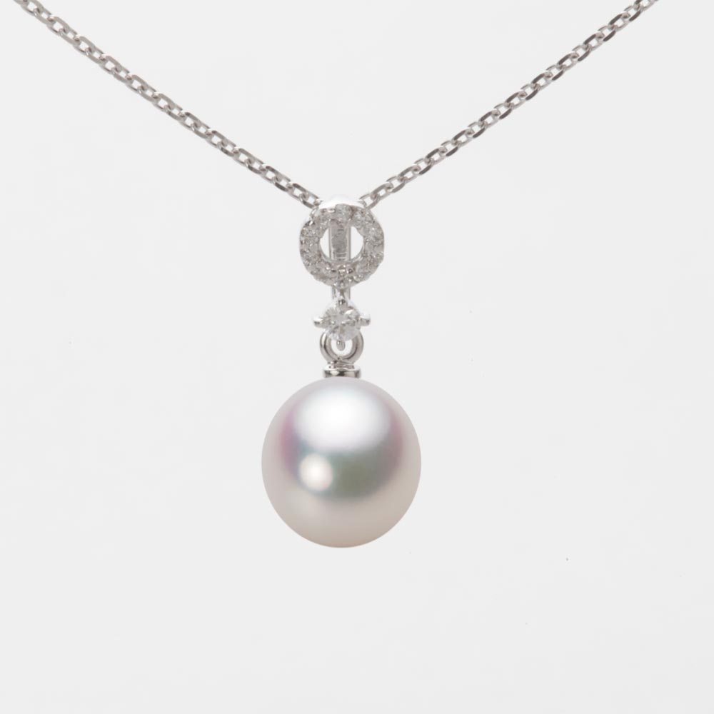 7.5mm アコヤ真珠ペンダント （ホワイトピンク・マリン）