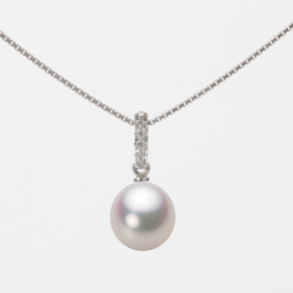 7.5mm アコヤ真珠ペンダント （ホワイトピンク・マリン）