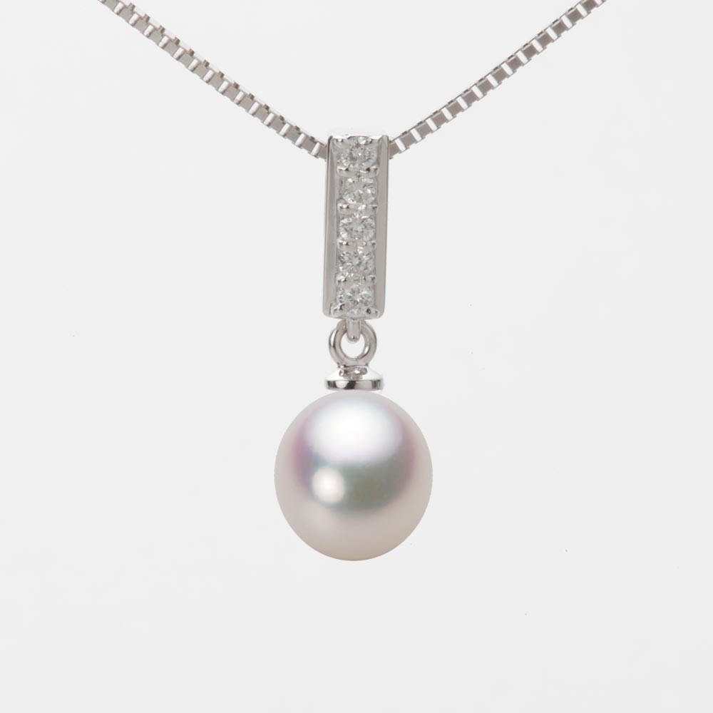7.5mm アコヤ真珠ペンダント （ホワイトピンク・マリン）