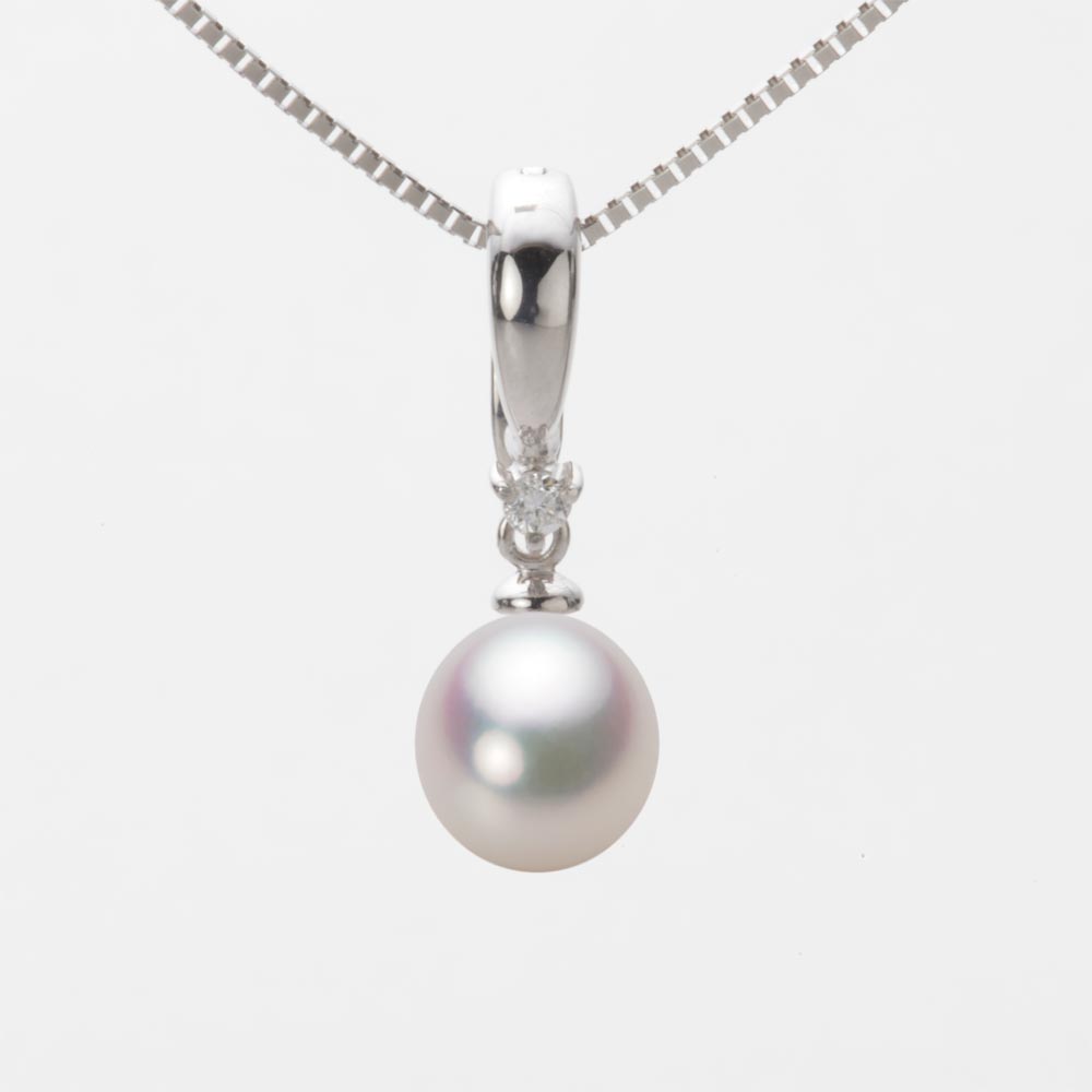 7.5mm アコヤ真珠ペンダント （ホワイトピンク・マリン）