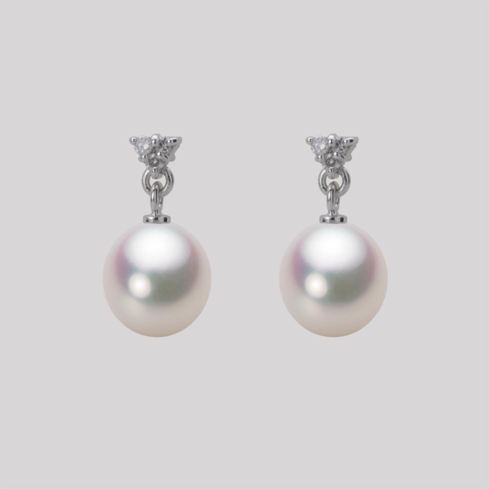 7.5mm アコヤ真珠ピアス （ホワイトピンク・マリン）