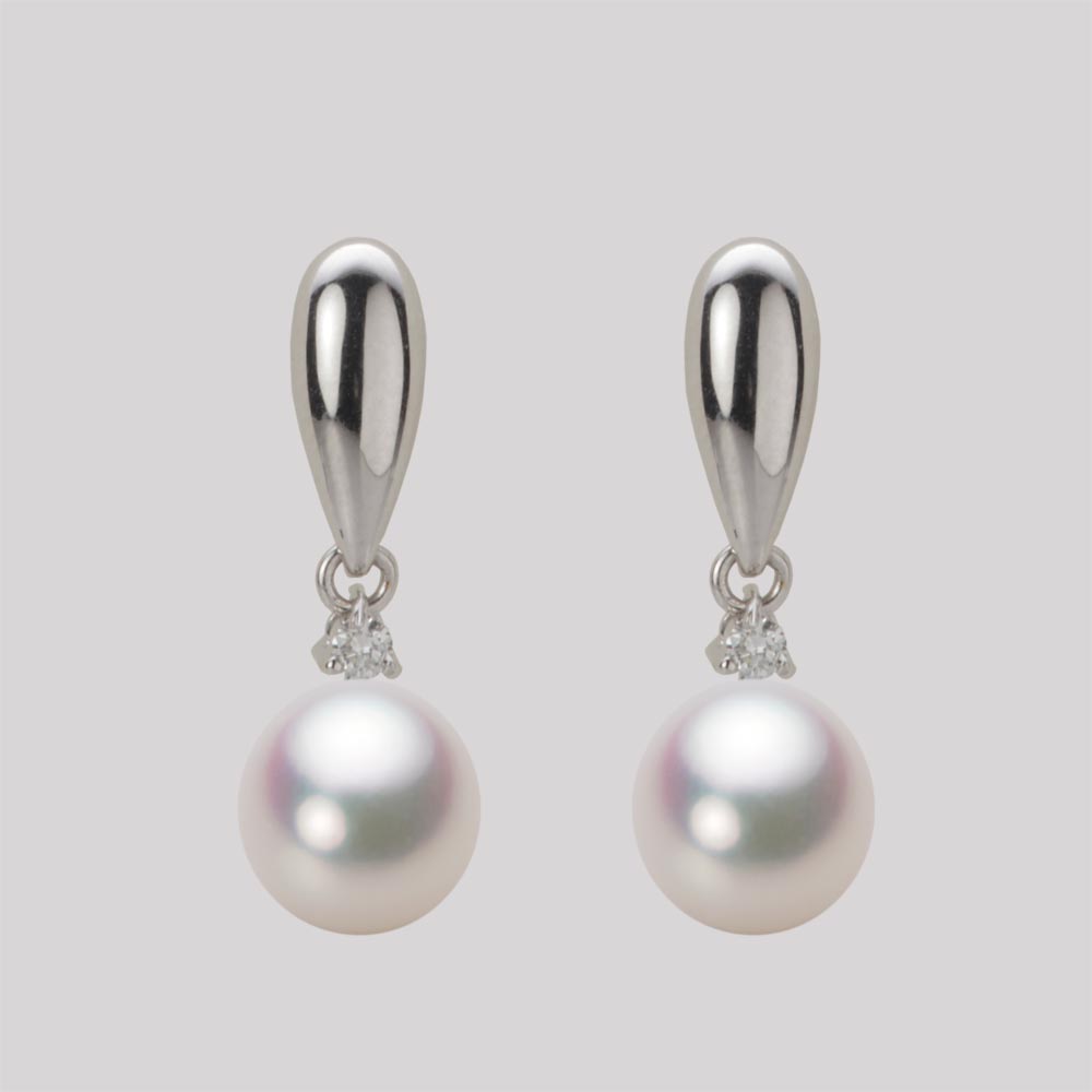 7.5mm アコヤ真珠ピアス （ホワイトピンク・マリン）