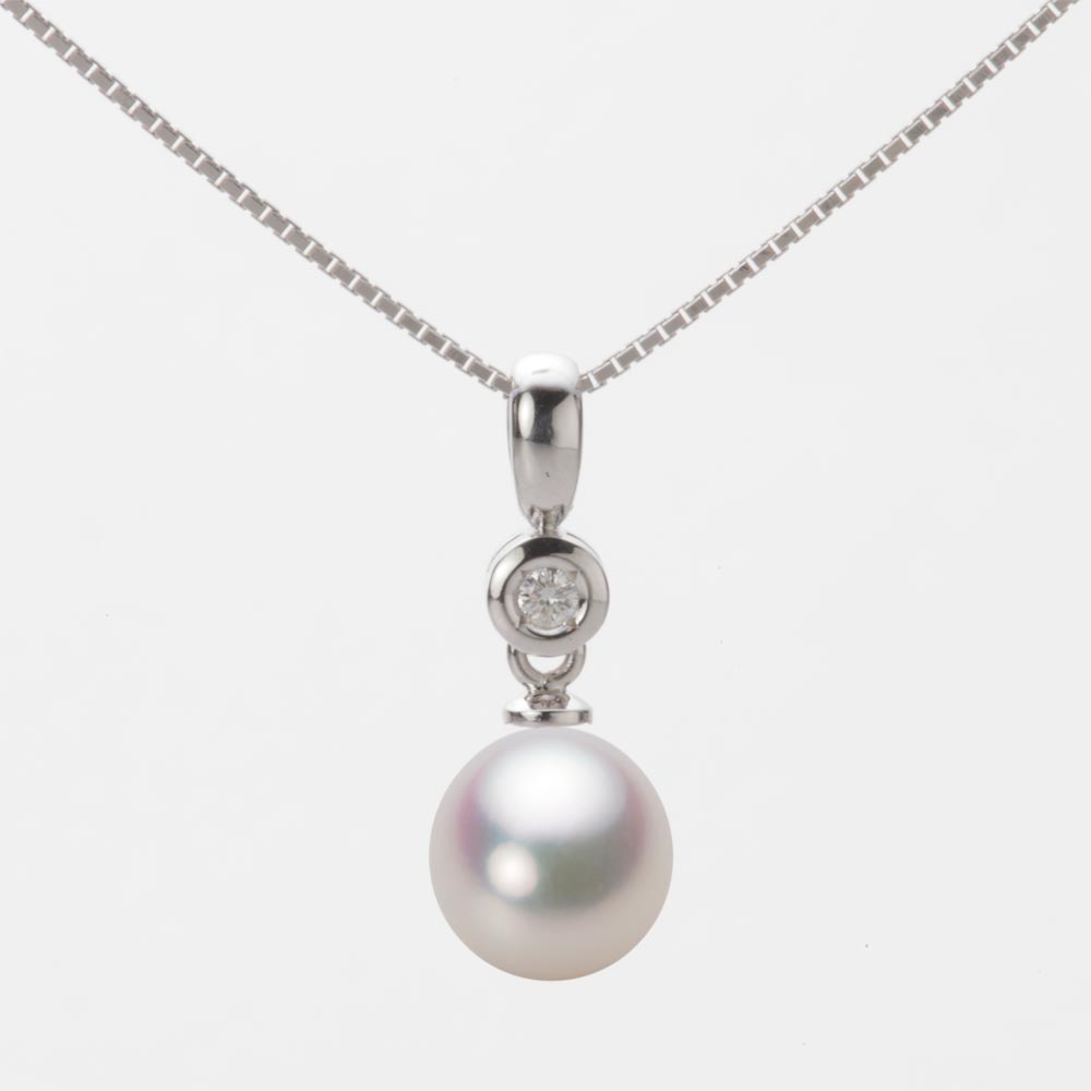 7.5mm アコヤ真珠ペンダント （ホワイトピンク・マリン）
