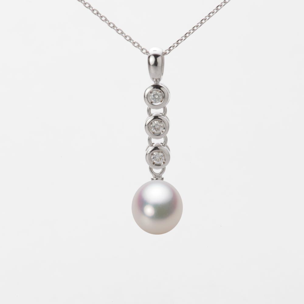 7.5mm アコヤ真珠ペンダント （ホワイトピンク・マリン）