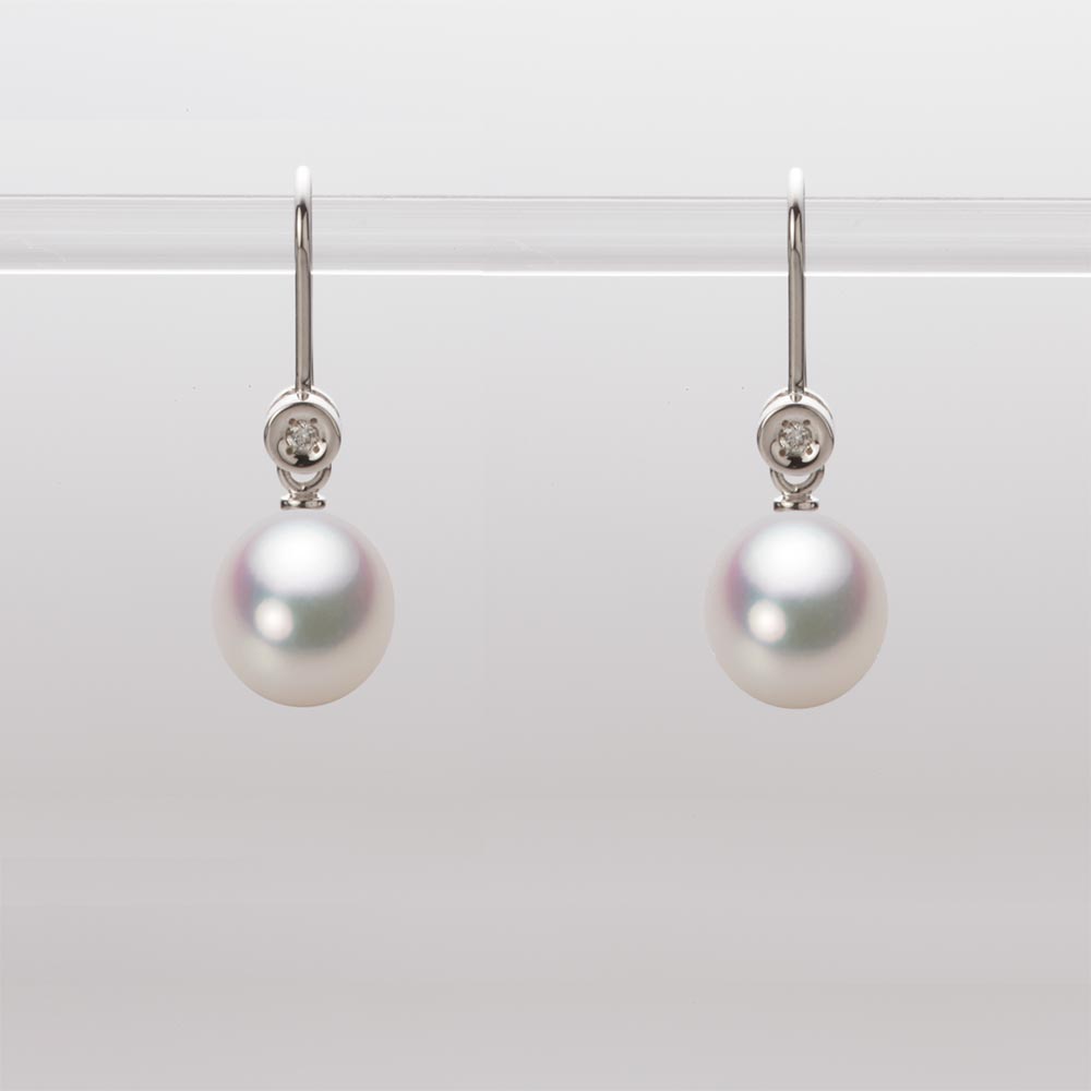 7.5mm アコヤ真珠ピアス （ホワイトピンク・マリン）