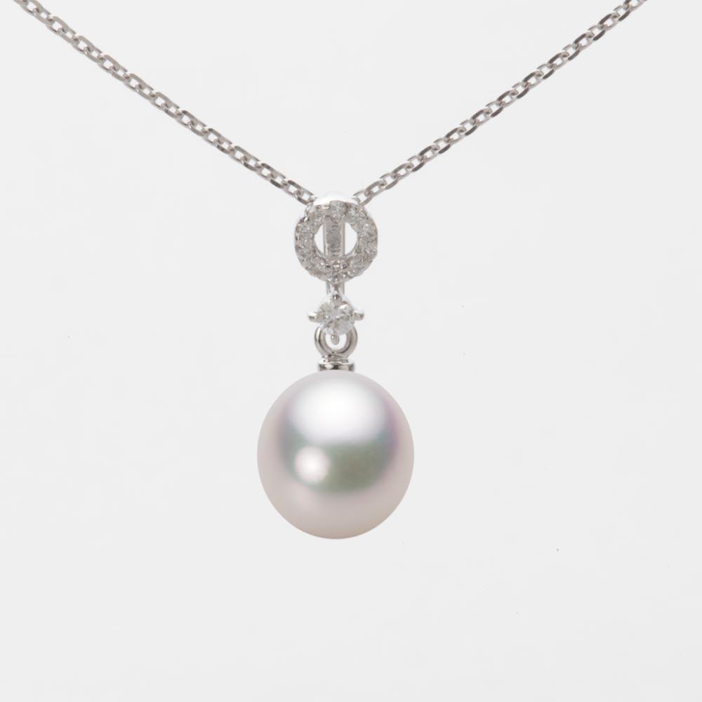 7.5mm アコヤ真珠ペンダント （ホワイトピンク・マリン）