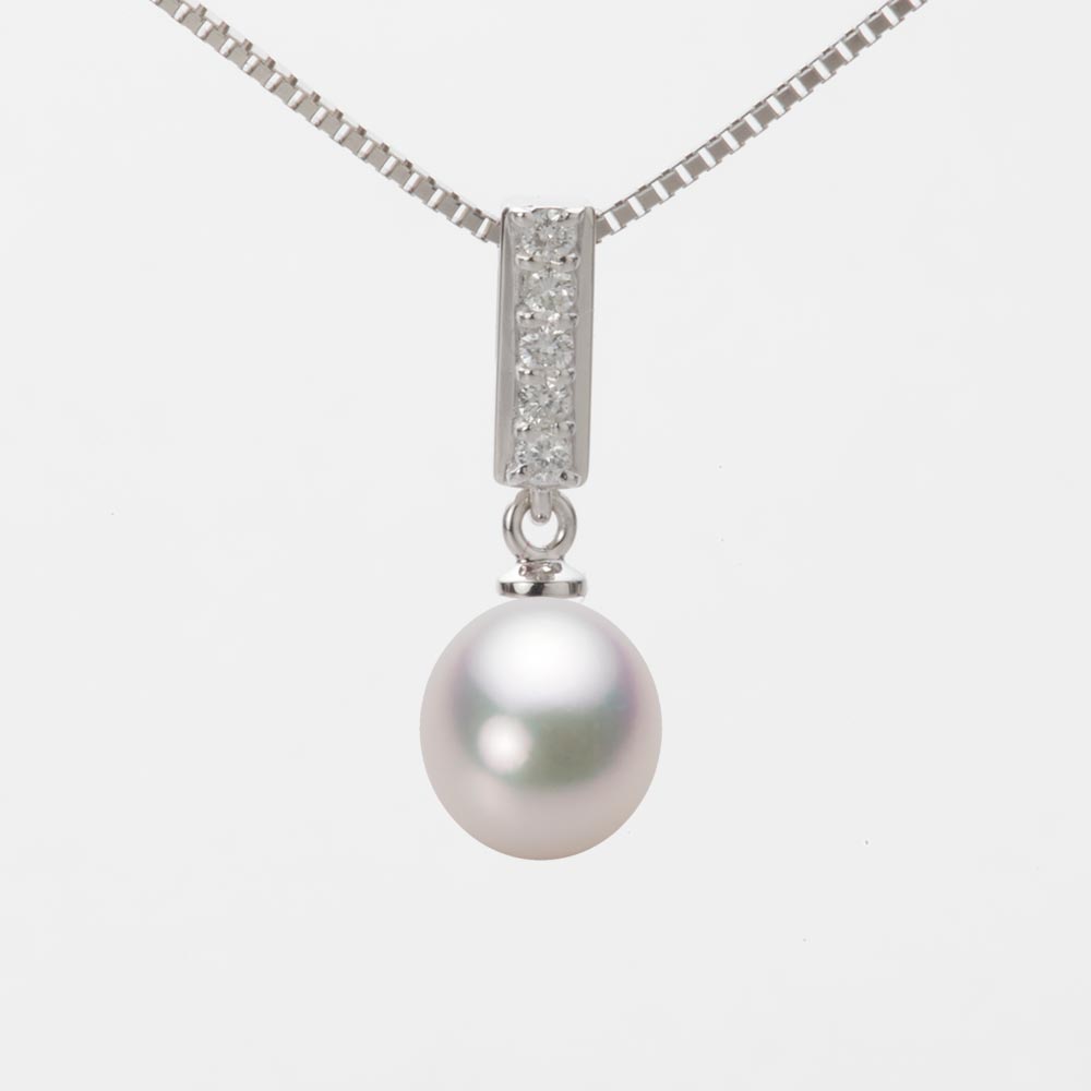 7.5mm アコヤ真珠ペンダント （ホワイトピンク・マリン）