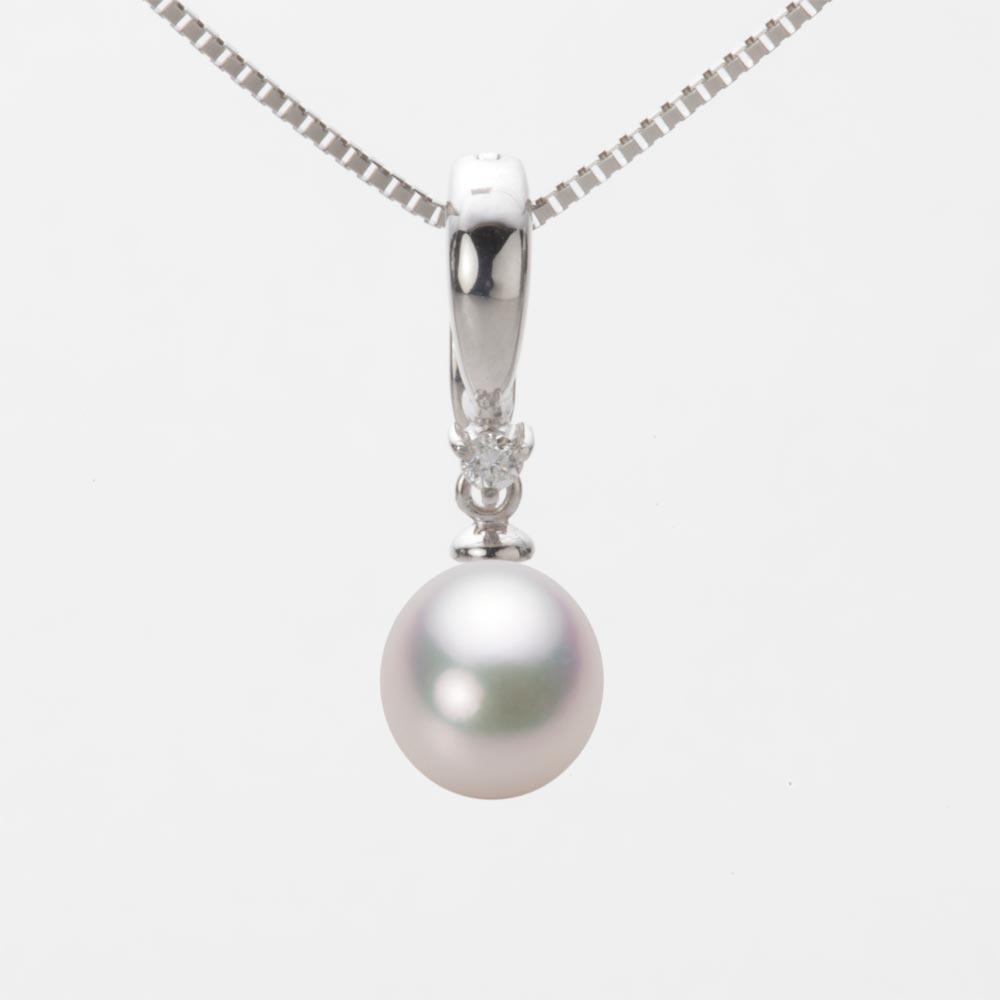 7.5mm アコヤ真珠ペンダント （ホワイトピンク・マリン）