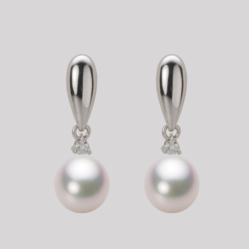 7.5mm アコヤ真珠ピアス （ホワイトピンク・マリン）