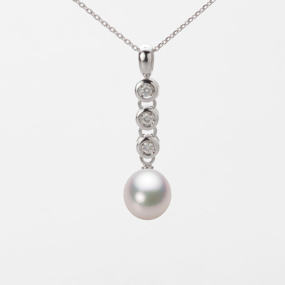 7.5mm アコヤ真珠ペンダント （ホワイトピンク・マリン）