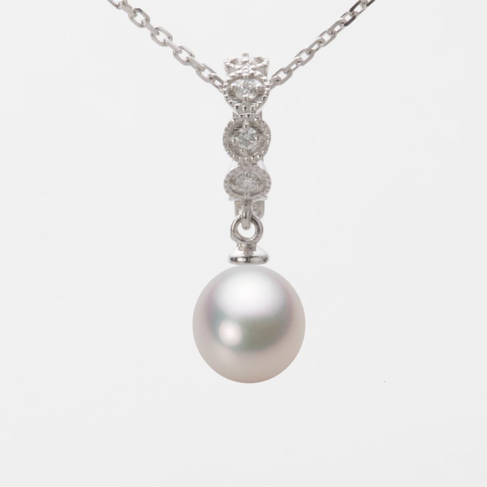 7.5mm アコヤ真珠ペンダント （ホワイトピンク・マリン）