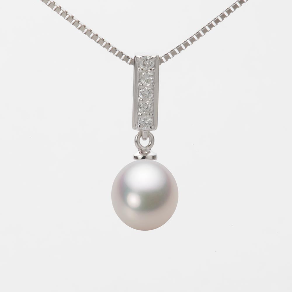 7.5mm アコヤ真珠ペンダント （ホワイトピンク・マリン）