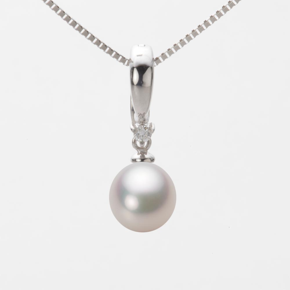 7.5mm アコヤ真珠ペンダント （ホワイトピンク・マリン）
