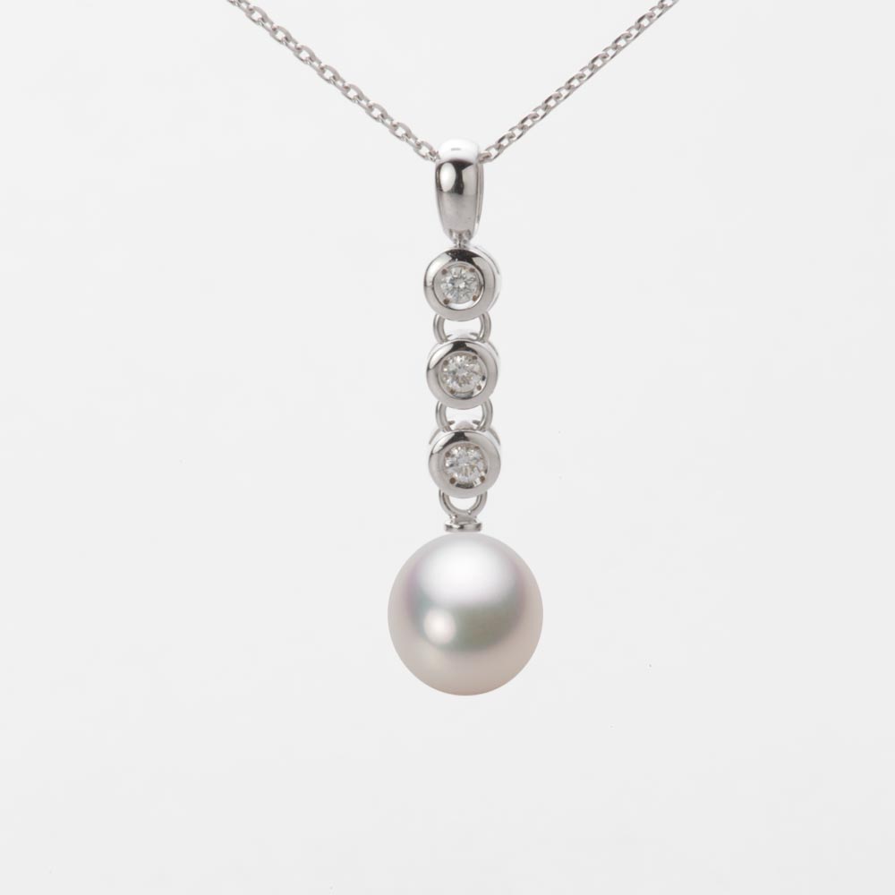 7.5mm アコヤ真珠ペンダント （ホワイトピンク・マリン）