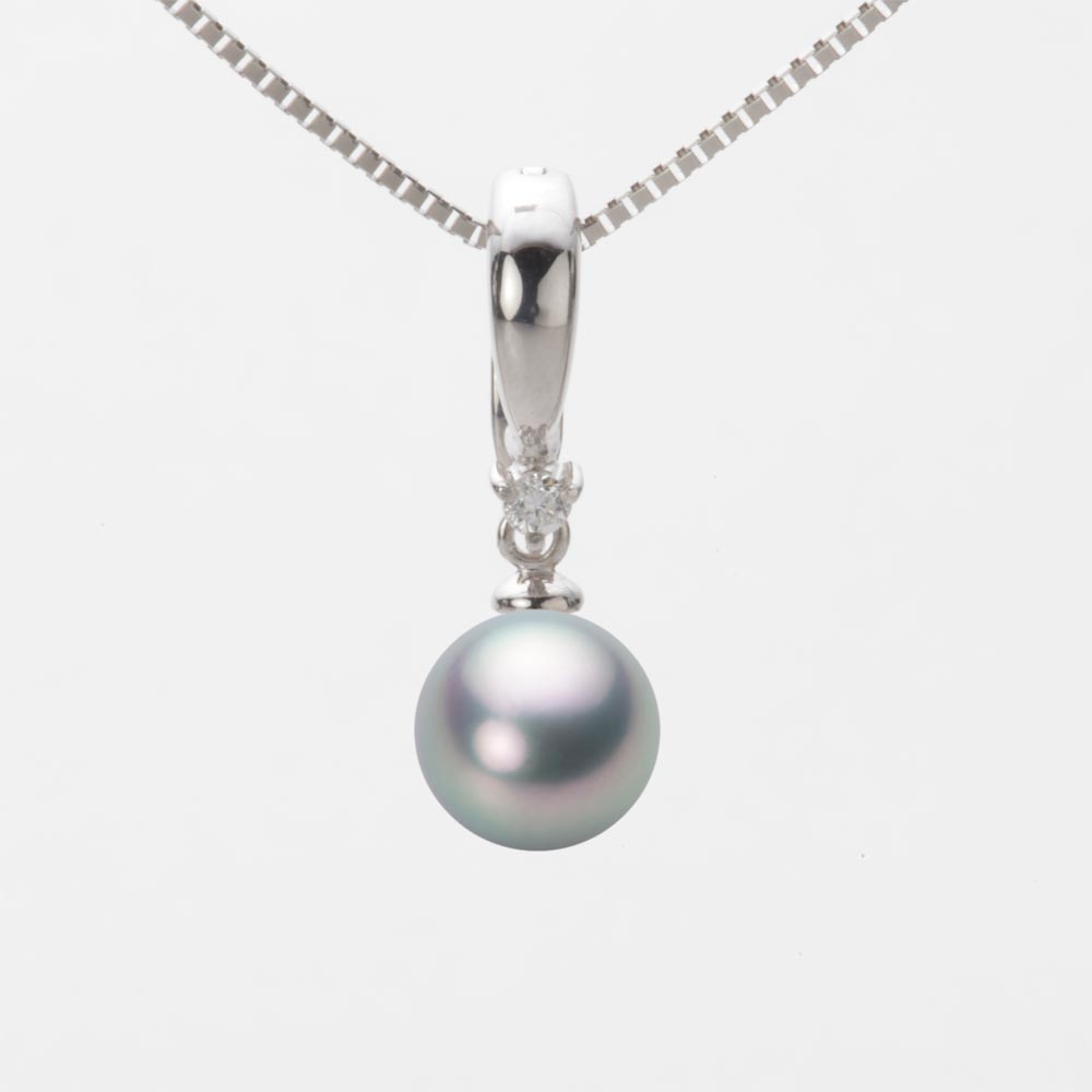 7.5mmアコヤ真珠ペンダント（シルバーグレー）