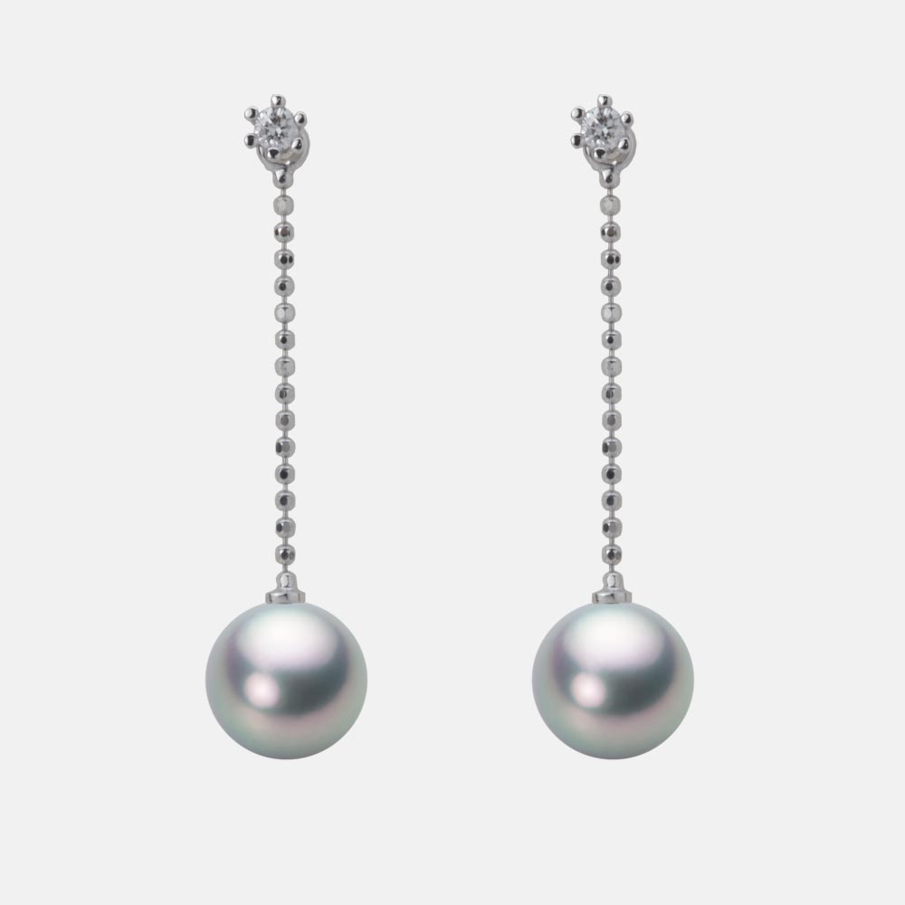 7.5mmアコヤ真珠ピアス（シルバーグレー）